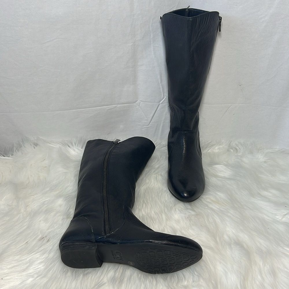 Gianni Bini Black Pebbled Leather Knee High Boots Sz 8